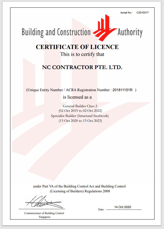 Our Certifications And Awards - NC Contractor Pte LtdNC Contractor Pte Ltd